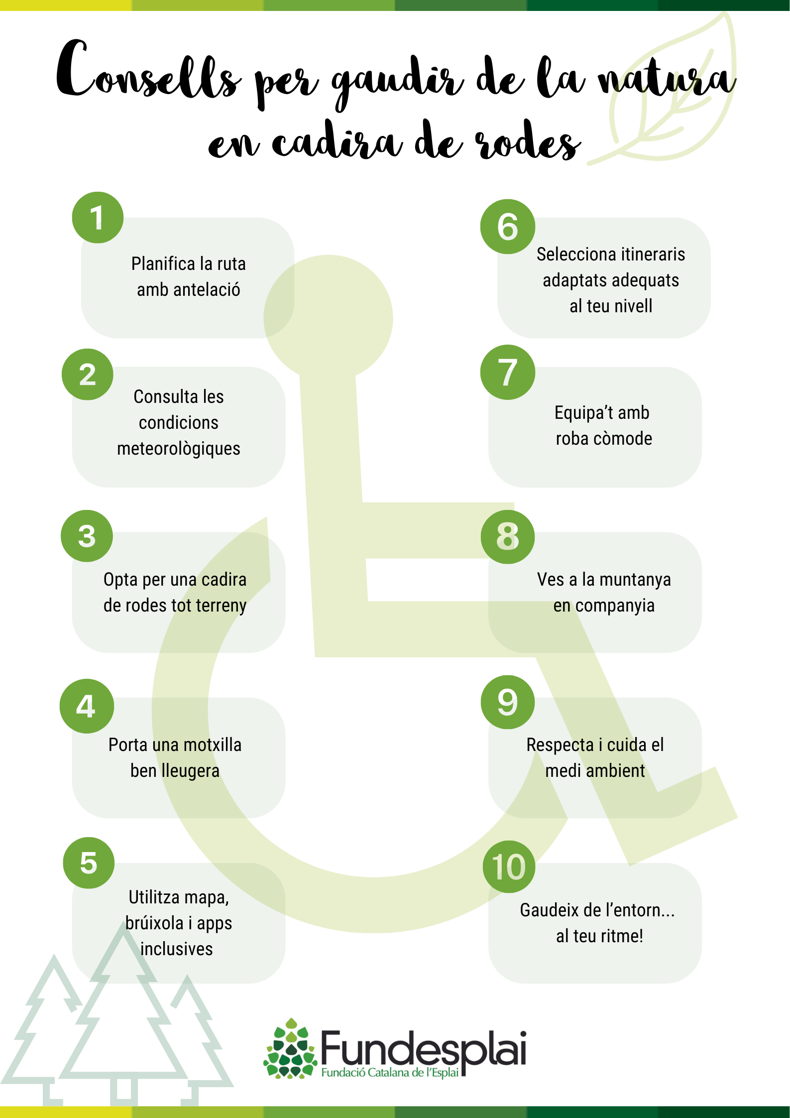 Infografia amb consells per gaudir de la natura en cadira de rodes