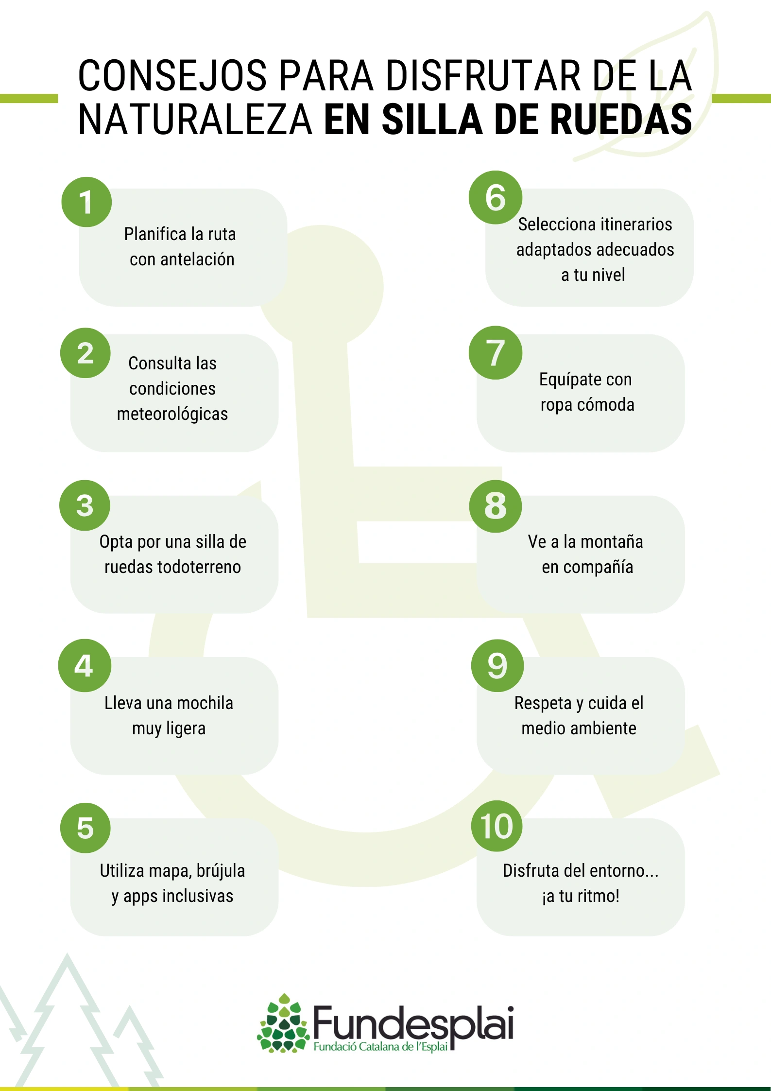 Infografía consejos para disfrutar de la naturaleza en silla de ruedas