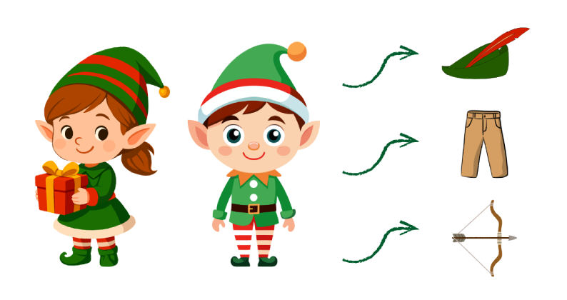 Transformación de un disfraz de duende en uno de arquero por carnaval