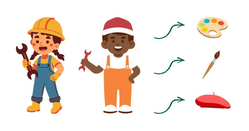 Transformación de un disfraz de mecánico o mecánica en uno de artista por carnaval