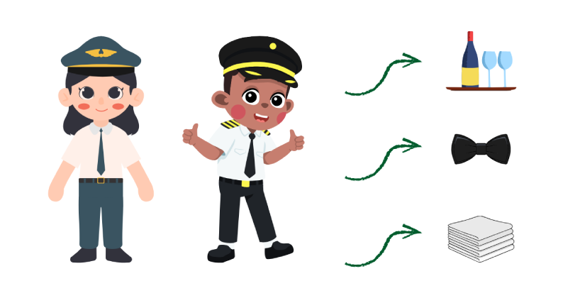 Transformación de un disfraz de piloto en uno de camarero o camarera por carnaval