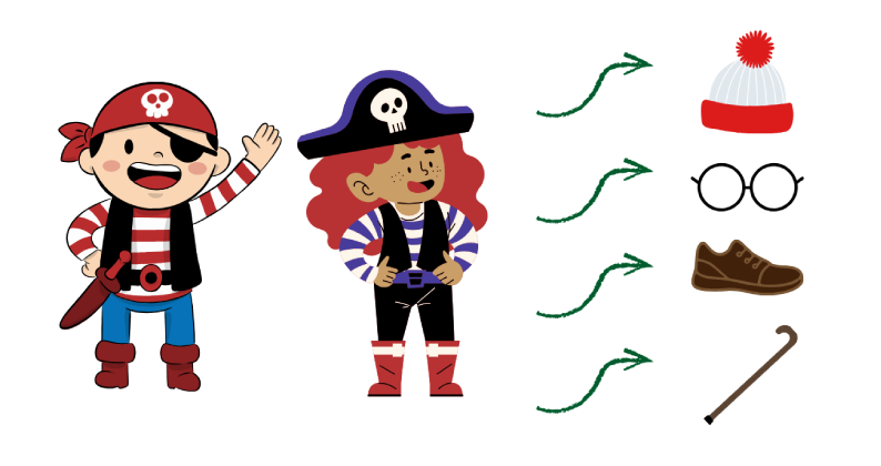 Transformación de un disfraz de pirata en uno de Wally por carnaval